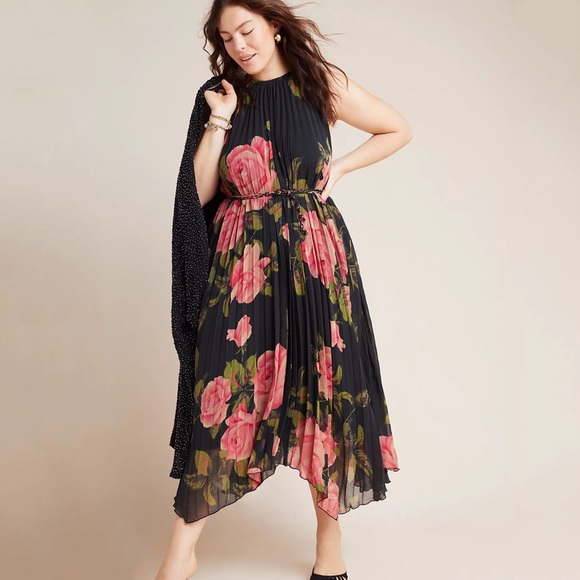 Anthropologie Emeline Pleated Midi Dress - Picture 7 of 12